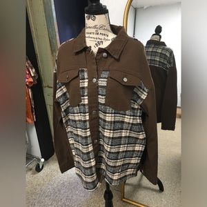 Brown flannel denim jacket